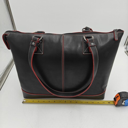 Borsa grande da donna Johnston & Murphy in pelle nera nuova con etichetta rossa acc - Foto 2 di 7