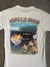 VINTAGE Yamaha Motorcycles T Shirt Mens Small Fishing Cartoon Y2K Reliability