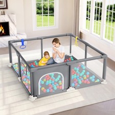 Dripex 47"x47" Baby Playpen Play Yard for Infants, Enhanced Safety, Grey