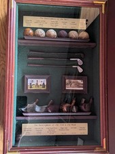 Vintage Style Golf Shadow Box Wall Hanging Clubs Balls History Decor