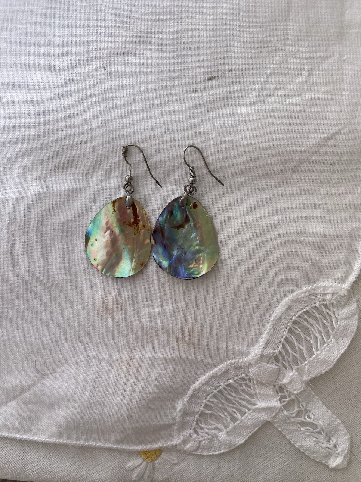 Sterling Silver Abalone Shell Dangle Earrings, Fl… - image 9