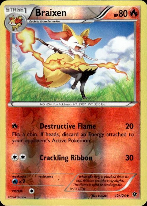 Pokemon Reverse Holo Braixen XY - Fates Collide 12/124 LP