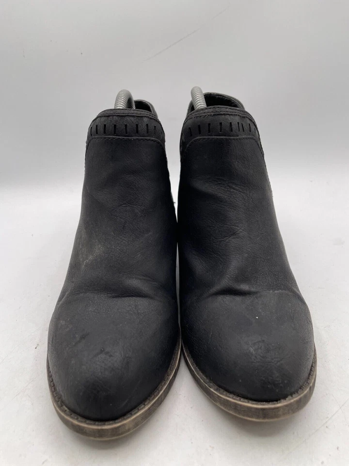 Botín Jellypop Eston para mujer talla 8,5 M cuero negro tacón ancho punta redonda Foto 2 de 4