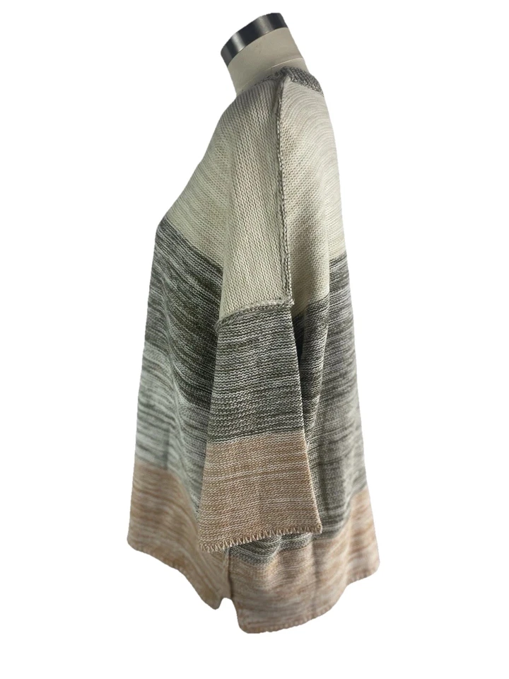 Suéter Poncho Caballete Los Angeles M Nuevo Sin Etiquetas Rayas Boho Otoño Neutro De Gran Tamaño Foto 3 de 4