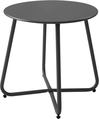 Small Round Patio Side Table Metal Outdoor Balcony End Table Weather Resistant B