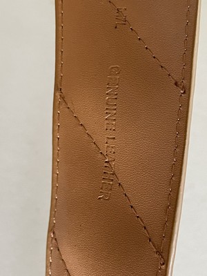 KURT GEIGER LONDON EAGLE HEAD QUILTED LEATHER BELT IN  CAMEL/ ANTIQUE SILVER S/M KURT GEIGER LONDON EAGLE HEAD QUILTED LEATHER BELT IN CAMEL  main image 2