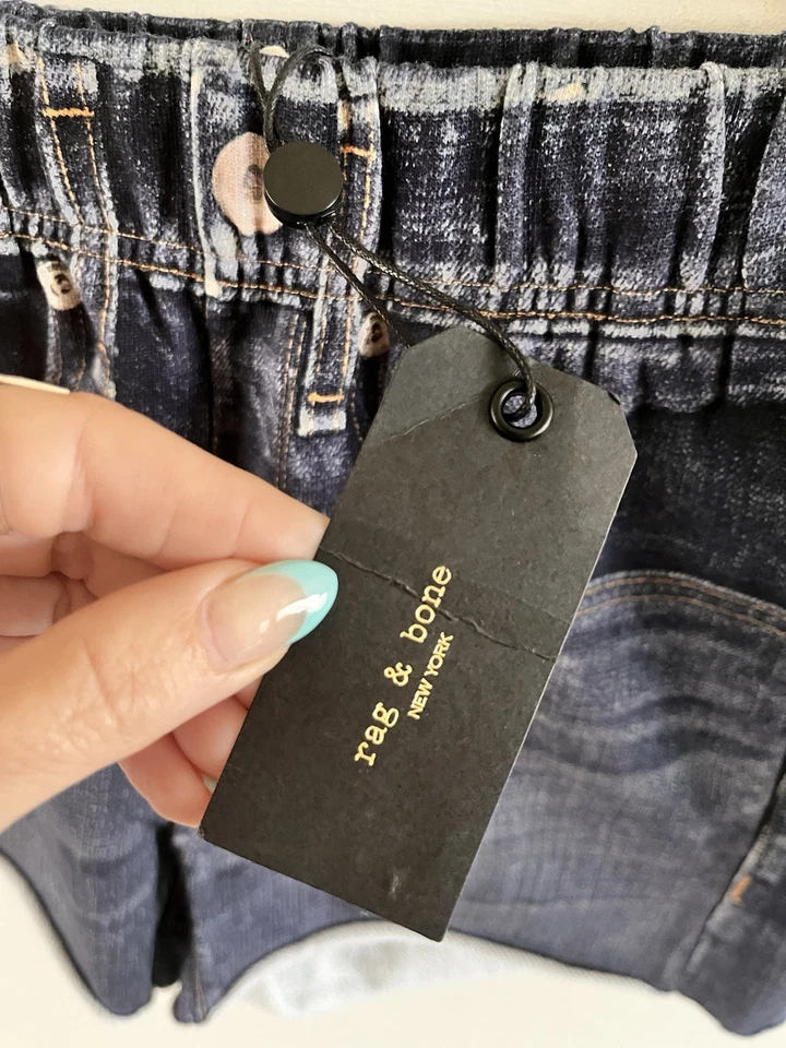 Новый с Ярлыками $158 тряпки и кости Miramar Trompe L'Oeil пот/джинсовые шорты Merest синий-XXS новый - Изображение 4 из 4