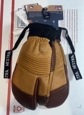 HESTRA Alpine Pro Freeride CZone 3-Finger Mittens Cork Brown Unisex 7/SMALL NWT!