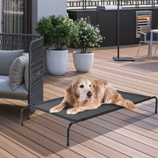 Metal Frame In/Outdoor 50inch Cooling Elevated Dog Bed Black with Raised Pet Cot