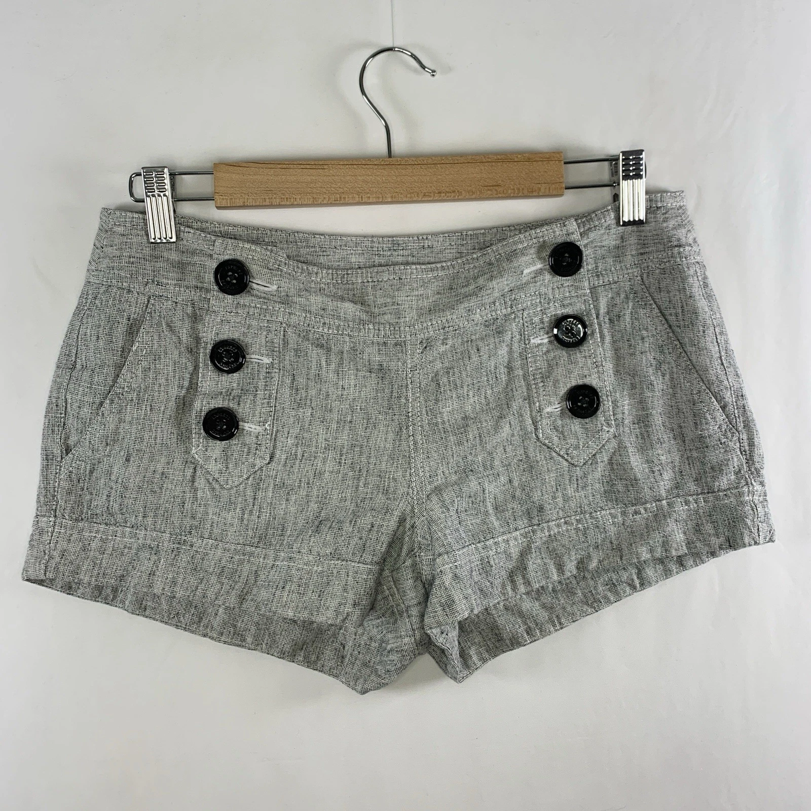 Express Womens Linen Cotton Sailor Shorts Size 4 Nautical Fisherman Coastal 2010