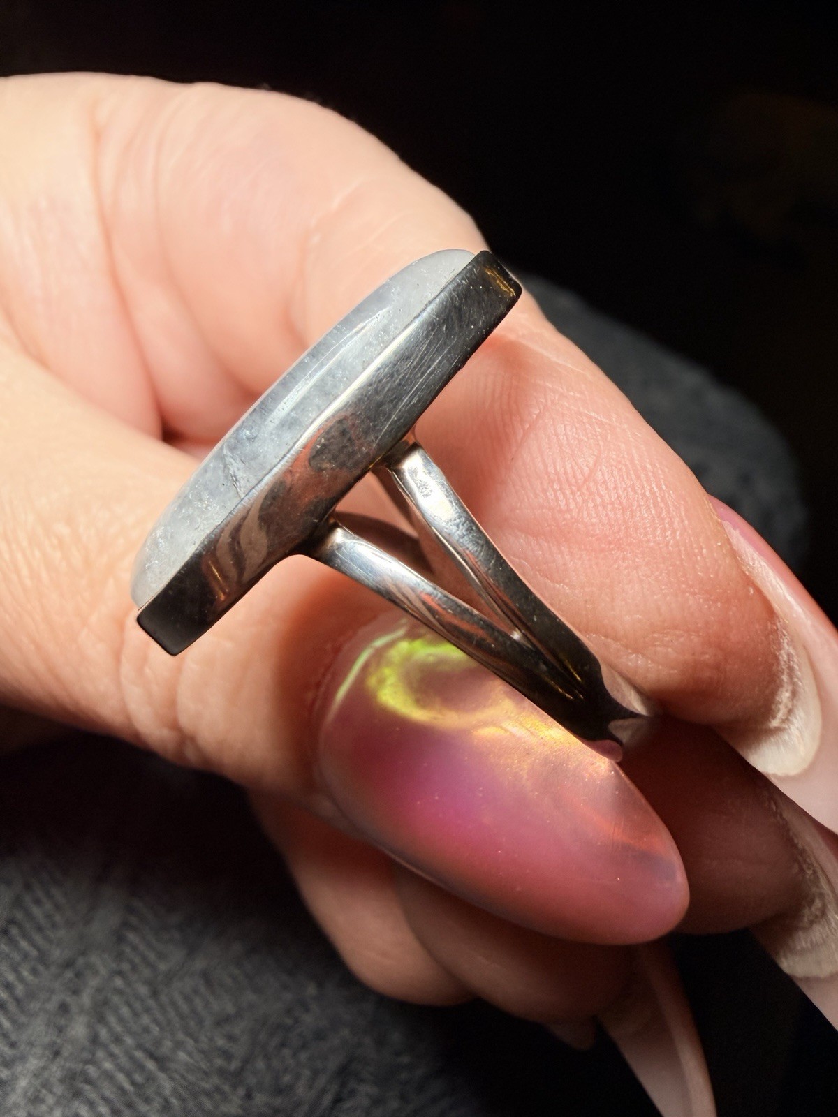 Boulder Opal Pyrite Quartz Statement Ring 925 Ste… - image 12