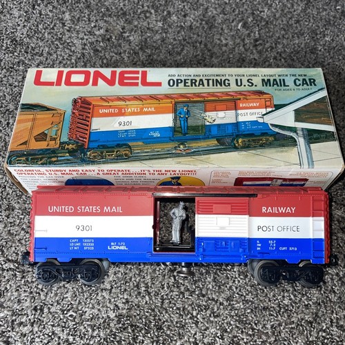 Vintage Spur O Lionel Betriebspostwagen 6-9301 mit Postbote & Karton