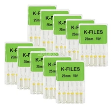 10-100Packs Dental Endo Root Canal File K Files Stainless Steel Hand Use 25mm