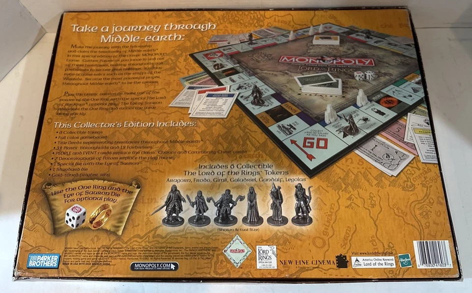 Monopoly Lord of the Rings Trilogy Edition Board Game - 100% COMPLETE w/Ring - Image 2 of 3