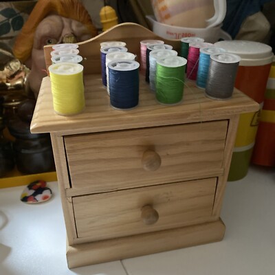 VINTAGE NIEDLICHE KLEINE NÄHSCHUBLADEN AUS HOLZ NÄHEN BASTELN Baumwolle plus Inhalt s