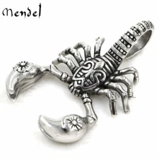 MENDEL Mens Scorpio Zodiac Scorpion Pendant Necklace Stainless Steel Jewelry Men