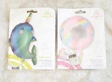 Anagram 39" Whale Super Shape Orbz Unicorn 15" Foil Balloon Set
