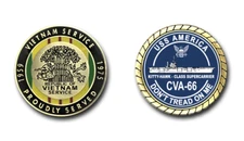 USS America CVA-66 Vietnam Service Silhouette Challenge Coin