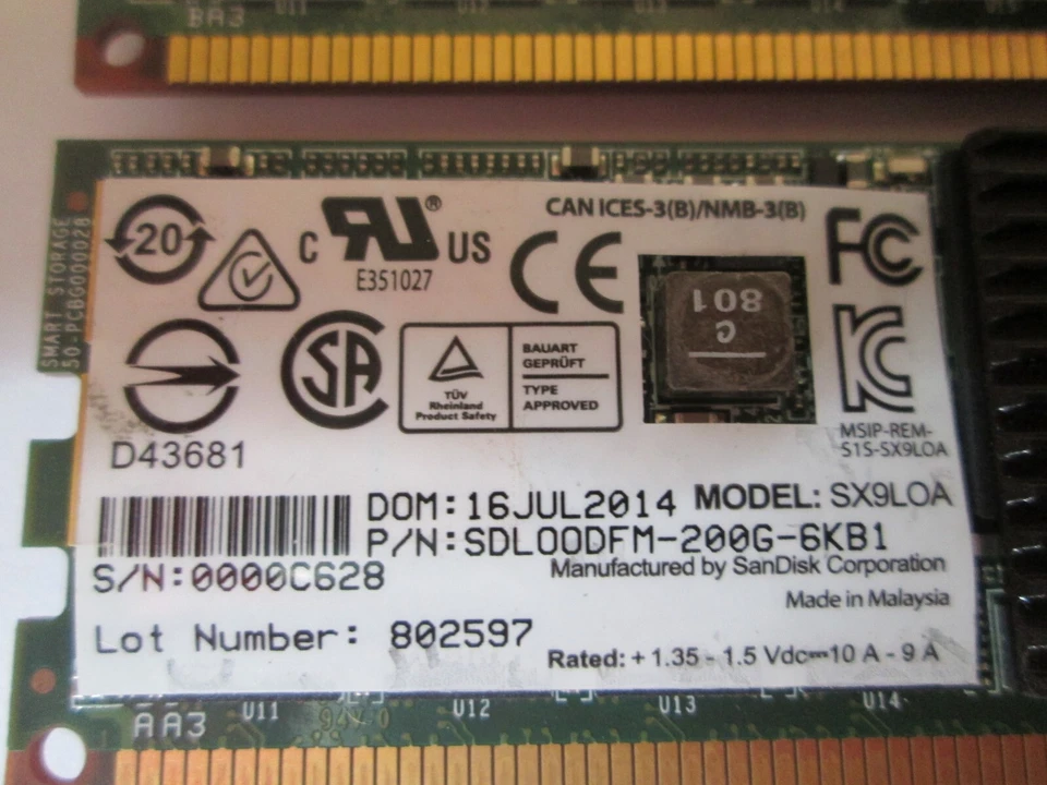 IBM eXFlash 200GB DDR3 DIMM SSD SX9LOA SDL00DFM-200G-6KB1 lote de 4 Foto 3 de 3