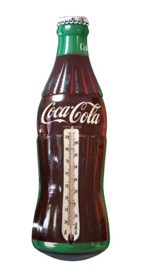 VTG Metal Coca-Cola Bottle Thermometer/TCA TRU TEMP/USA 16.5'' Tall x 5.7'' W