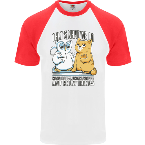 An Eule & Katze Buch Lesen Bibliophile HERREN S/S Baseball - Picture 36 of 49