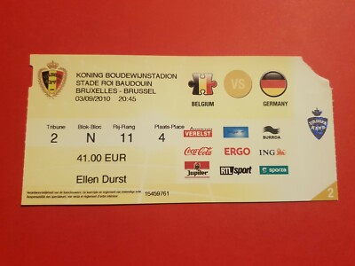 Used Ticket UEFA EURO 2012 Quali Belgien Belgium vs Germany Deutschland DFB 