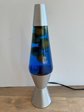 Motion and Glitter Lava Lamp - Model 2000 - 14.5" Tall - Silver / Yellow / Blue