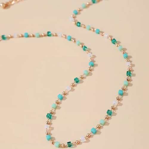 Boho Green Bead Chain Choker Necklace for Women Charm Handmade Party Jewelry New - Picture 2 of 5