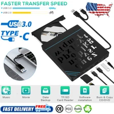 NEW External DVD Optical Drive Type-C USB 3.0 CD Writer USB C DVD +/-RW Reader