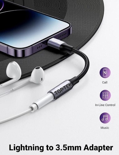 Adapter for iPhone to 3.5mm Aux Headphone Jack Genuine Connector Plug and Play U - Picture 3 of 4