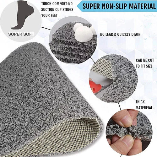 Loofah Shower Mat for Inside Shower Non-Slip Anti Mould PVC Bath Mat Quick Dry - Picture 3 of 15