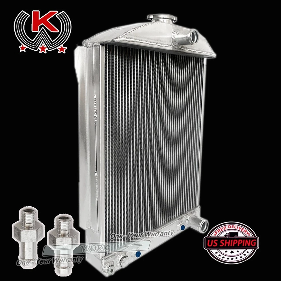 Radiador completo de aluminio para autos Chevy/Chevrolet 1940-1941 Street Rod 3,5 L AT MT Foto 2 de 4