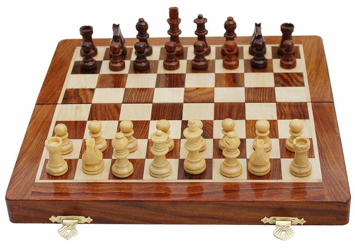 LEAP Wooden Chess Set 17 Inches - 2 Extra Queens - Folding Board, Handmade  Portable Travel Chess Board Game Sets with Game Pieces Storage Slots - All