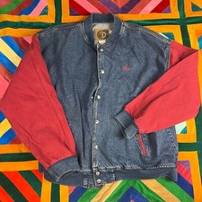 Vintage ID Denim "PMC" XXL Blue  Red Sleeve Bomber Jacket 90s Colorblock 2XL