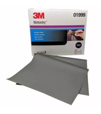 #ad 50ct 3M Wet or Dry 9quot; x 11quot; Sandpaper Sheets 01999 Grit 3000 Auto Body Sanding $38.25