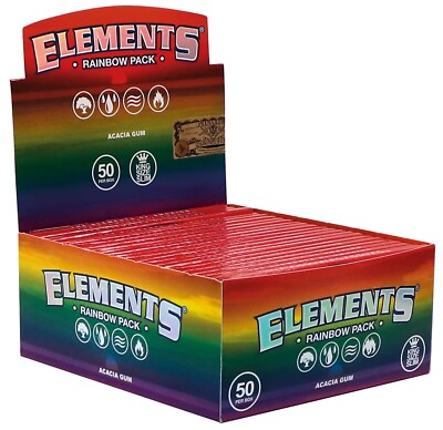 ELEMENTS 50 x 32 RAINBOW King Size Slim Blättchen | 1 Box Ultra Thin Papers