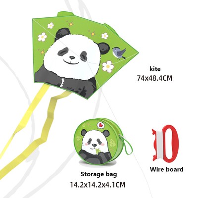 Spring Outing Pocket Kite Easy To Fly 50 Meter Kite Line Cartoon Panda Wind  _r1