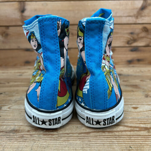 Converse Trainers Womens Size UK 6 All Star Blue Wonder Woman DC Comics Print - Picture 6 of 13