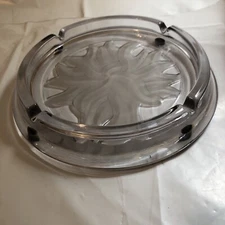 Vintage 9” Round Glass Ashtray With 4 Slot Units Magnificent Art Deco Rare