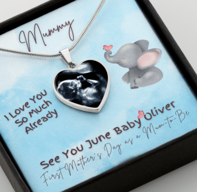 Actual Sonogram Gift, Heart Necklace With Ultrasound, First Mother's day Gift