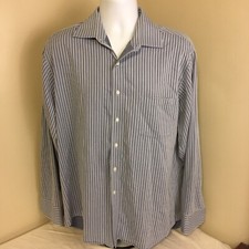 Donald J Trump Dress Shirt Signature Collection Long Sleeve 16.5 34/35 Gray Blue