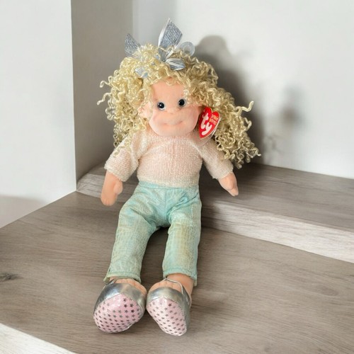 Ty Beanie Boppers Sassy Star Doll Plush Blonde Curly Hair Retired 2001 New