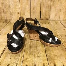 Euro Soft by Sofft Black Leather Wedges 6M