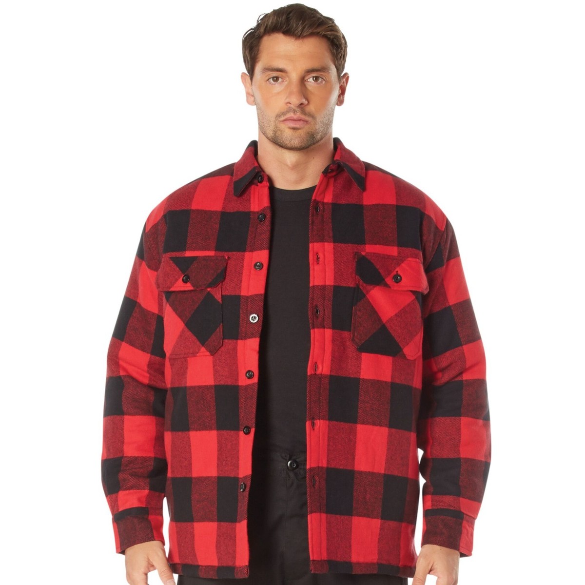 Rothco Red Plaid Flannel Jacket Sherpa Quilted Buffalo Check