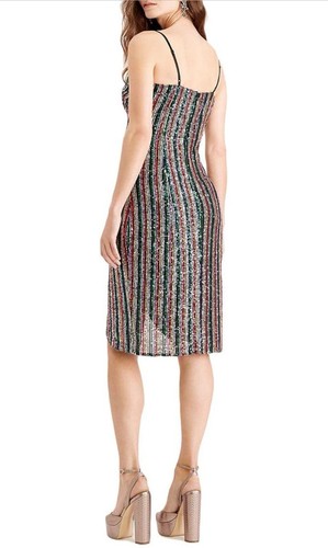 Betsy Johnson Multicolored Sequin Stripe Wrap Dress Party Cocktail Size 2 EUC - Picture 2 of 8