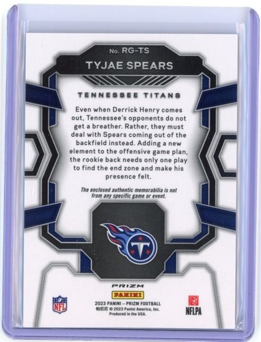 2023 Panini Prizm Tyjae Spears Rookie Gear Silver Relic #RG-TS Titans RC - Picture 2 of 2