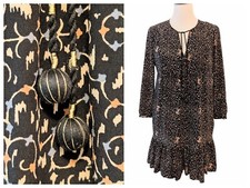 Madewell Womens Size 2 Black Fiesta Paisley Floral 100 Silk Ruffle Mini Dress