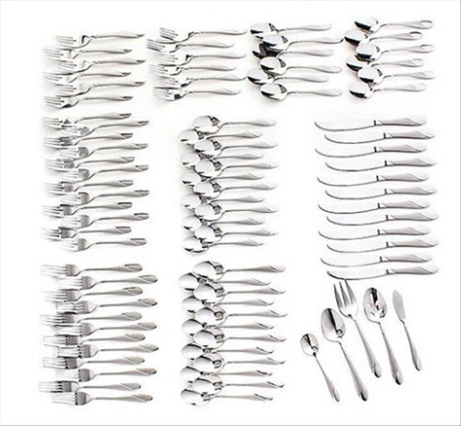 Flatware Service for 12 Stainless Steel Set Silverware Place Settings 89 Pieces Foto 2 de 4