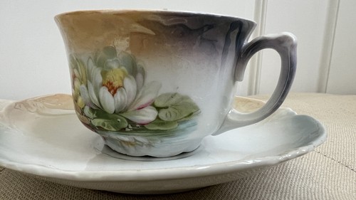 Antike europäische Seerosen Blumen Teetasse & Untertassen Set - Bild 20 von 24