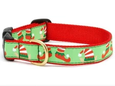 Up Country Dog Collar or Leash Elves Christmas Pattern Sizes XS S M L XL